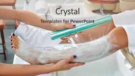  Presentation with nail salon - Colorful slide set enhanced with pedicure nourishing moisturizer mask legs cling film wrap heat effect in nail salon backdrop and a coral colored foreground