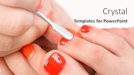  Presentation with process - Presentation theme with pedicure-process-macro-closeup background and a sky blue colored foreground