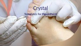  Presentation with clinic - Cool new PPT theme with pedicure specialist works with the patient in clinic backdrop and a sky blue colored foreground