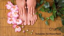  Presentation with orchid - Slide deck enhanced with pedicured female feet with orchid background and a red colored foreground