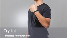  Presentation with smart - Presentation theme featuring pedometer - man with smart device background and a gray colored foreground