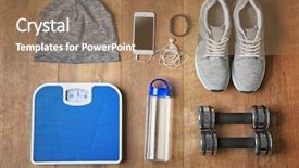  Presentation with sport injuri - PPT layouts with pedometer - sport sneakers and equipment background and a  colored foreground