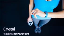  Presentation with physical activity seniors active senior - Colorful slide deck enhanced with pedometer - woman with activity tracker backdrop and a  colored foreground