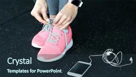  Presentation with fitness - Audience pleasing presentation theme consisting of pedometer - young woman with fitness tracker backdrop and a  colored foreground