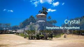  Presentation with fort - Audience pleasing PPT theme consisting of pedro in cebu city philippine backdrop and a ocean colored foreground