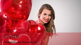  Presentation with valentine - PPT theme featuring peeking behind a red balloons background and a crimson colored foreground