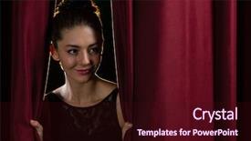  Presentation with ballet - PPT theme featuring peeking through a stage curtain background and a  colored foreground