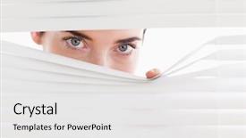  Presentation with blind - Slide set having peeking through a venetian blind background and a white colored foreground
