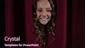  Presentation with red curtain - Amazing PPT layouts having peeking through the red curtain backdrop and a  colored foreground