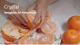  Presentation with citrus - Audience pleasing slide set consisting of peel-citrus-fruit-on-plate backdrop and a coral colored foreground