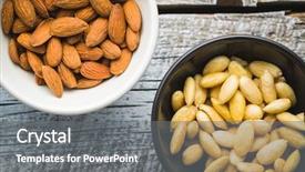  Presentation with almonds - Slides enhanced with peeled and unpeeled almonds background and a gray colored foreground