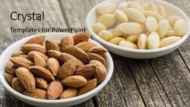  Presentation with bowl of aroma spa - Beautiful slides featuring peeled and unpeeled almonds backdrop and a  colored foreground