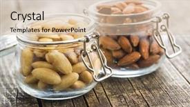  Presentation with almonds - Slides having kernel - peeled and unpeeled almonds background and a soft green colored foreground