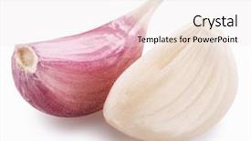  Presentation with film black and white - PPT layouts featuring peeled and unpeeled garlic cloves background and a sky blue colored foreground
