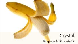  Presentation with banana - Colorful theme enhanced with peeled-banana-isolated-over-white backdrop and a  colored foreground