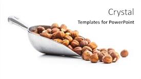  Presentation with hazelnuts - Amazing theme having peeled-hazelnuts-in-metal-scoop backdrop and a white colored foreground