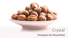  Presentation with white plate - Beautiful PPT layouts featuring peeled-hazelnuts-on-plate-isolated backdrop and a lemonade colored foreground