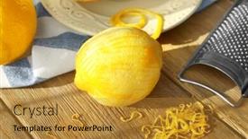  Presentation with lemon - PPT layouts featuring peeled-lemon-zest-and-grater background and a gold colored foreground