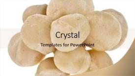  Presentation with macadamia nuts - Presentation design consisting of nuts heap isolated on white background and a lemonade colored foreground