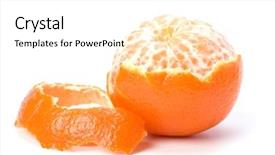  Presentation with orange peel isolated - Presentation design consisting of peeled mandarin isolated on white background and a white colored foreground