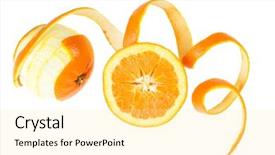  Presentation with orange peel isolated - PPT theme having peeled orange fruit isolated background and a blonde colored foreground