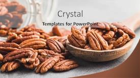  Presentation with spoon - Presentation design enhanced with peeled-pecan-nuts background and a light gray colored foreground