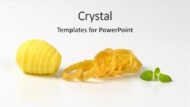  Presentation with potato - Presentation theme consisting of peeled-potato-and-peel-spiral background and a white colored foreground