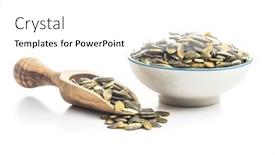  Presentation with pumpkin seeds - Slide set enhanced with peeled-pumpkin-seeds-in-wooden background and a white colored foreground