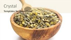  Presentation with pumpkin seeds - Beautiful PPT layouts featuring peeled-pumpkin-seeds-in-wooden backdrop and a blonde colored foreground