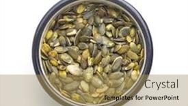  Presentation with pumpkin seeds - Slide deck with peeled-pumpkin-seeds-isolated background and a gold colored foreground