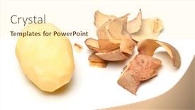  Presentation with foreign object damage - PPT theme enhanced with peeled-raw-potatoes-close-up background and a cream colored foreground