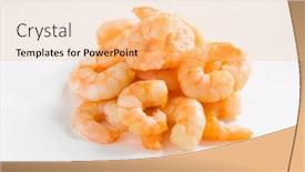  Presentation with shrimps - Amazing presentation design having peeled-shrimps-on-white-background backdrop and a coral colored foreground