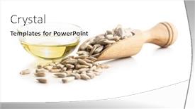  Presentation with oil seeds - PPT theme having peeled-sunflower-seeds-and-oil background and a white colored foreground