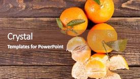  Presentation with wooden - Presentation design enhanced with peeled tangerines on a wooden background and a tawny brown colored foreground