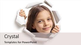  Presentation with paper - Presentation theme consisting of peeping through a paper hole background and a soft green colored foreground