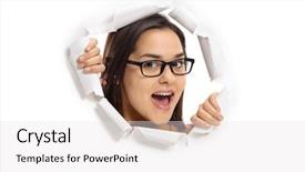  Presentation with teenage girl - Presentation theme enhanced with peeping through a paper hole background and a white colored foreground