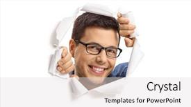  Presentation with paper - Slide deck consisting of peeping through a paper hole background and a light gray colored foreground