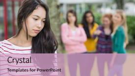  Presentation with peer - Cool new presentation theme with peer - female student being bullied backdrop and a soft green colored foreground