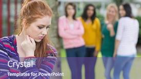  Presentation with peer - Presentation design featuring peer - female student being bullied background and a violet colored foreground