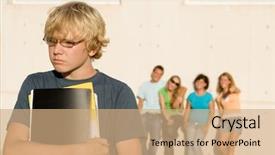  Presentation with students - Theme consisting of peer - students boy being bullied background and a coral colored foreground