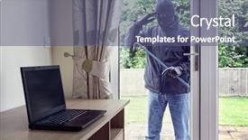  Presentation with house window - Colorful PPT layouts enhanced with peer - thief breaking into a house backdrop and a ocean colored foreground