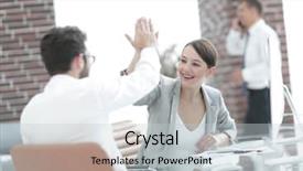  Presentation with win - PPT theme consisting of peer - victorious business team celebrating your background and a lemonade colored foreground