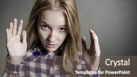  Presentation with teen girl - Amazing slide set having peer abuse - frightened teen girl studio portrait backdrop and a tawny brown colored foreground