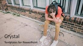  Presentation with peer pressure - Amazing presentation theme having peer pressure - depressed upset student sitting outside backdrop and a light gray colored foreground