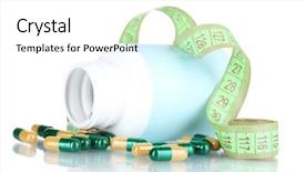  Presentation with peer pressure - Audience pleasing slides consisting of peer pressure - diet pills and measuring tape backdrop and a white colored foreground