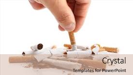  Presentation with peer pressure - Colorful presentation theme enhanced with peer pressure - man refusing cigarettes concept backdrop and a soft green colored foreground