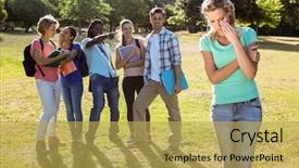  Presentation with peer pressure - Colorful PPT layouts enhanced with peer pressure - student being bullied backdrop and a yellow colored foreground