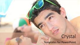 Presentation with peer - Colorful PPT theme enhanced with peer support - using telephone at the beach backdrop and a  colored foreground
