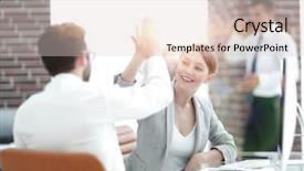  Presentation with business success - PPT layouts consisting of peers - business colleagues enjoying our success background and a lemonade colored foreground