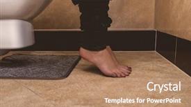  Presentation with bare breasted woman - Slides enhanced with peing on toilet in restroom background and a coral colored foreground